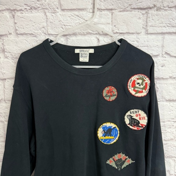 Lucky Brand LA Surf Patches Sweatshirt Mens Large cool max technology L - Picture 2 of 6
